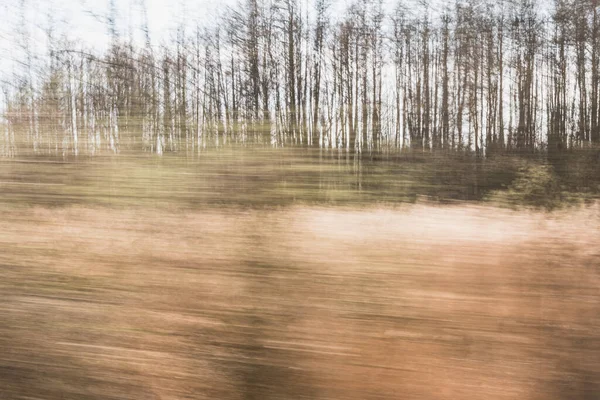 Imagen Borrosa Una Zona Húmeda Junto Una Carretera Tomada Automóvil — Foto de Stock