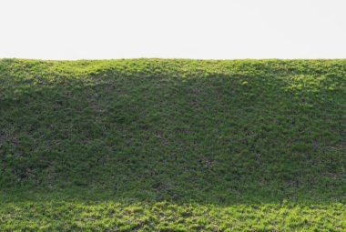 Eski kalenin bölgesinde yeşil çimlerle kaplı büyük bir tepe.