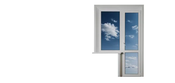 双组分窗格 门由白色塑料制成 — 图库照片