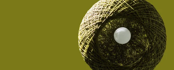 電球で丸形のウィッカーランプの着色画像 — ストック写真