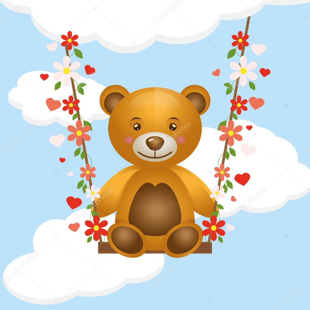 toy bear cub on a swing