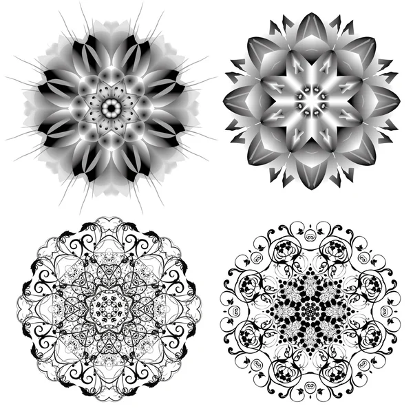 Conjunto de diferentes patrones simétricos circulares — Vector de stock