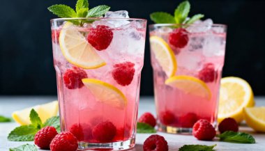 Taze meyveli bir bardak meyve suyu