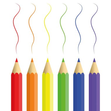 Şeffaf bir PNG arkaplanındaki resim. renkli kalemler.