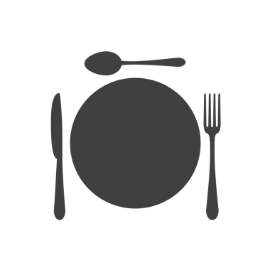 Şeffaf bir PNG arkaplanındaki resim. Sofra takımı - tabak, kaşık, çatal, bıçak.