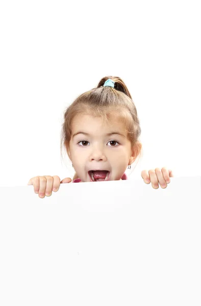şirin bebek ile izole beyaz boş bayrak