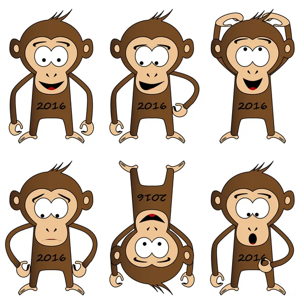 Affen, Smileys, Smileys. Unterschiedliche Emotionen — Stockvektor