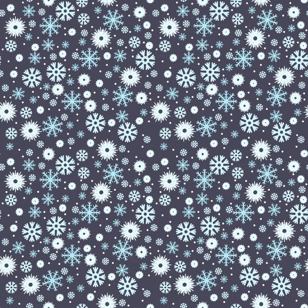 Nahtloses Muster - bunte Schneeflocken, Vektor, Schnee, dunkelblauer Hintergrund — Stockvektor
