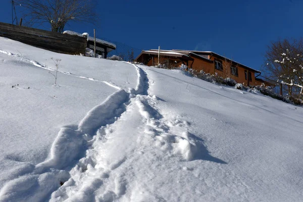 Paysage Typique Des Carpates Ukrainiennes Avec Des Propriétés Privées Hiver — Photo