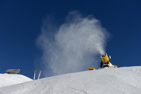 Snow cannon making snow