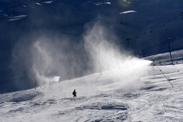 Snow cannon making snow