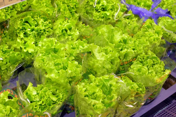 Салат и овощи в супермаркете — стоковое фото