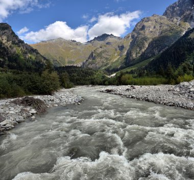 Dağ manzaralı dağ nehri
