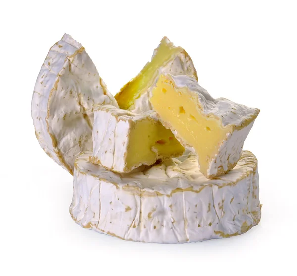 Queso camembert sobre un blanco — Foto de Stock