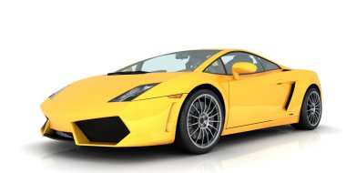 Yellow Lamborghini on white clipart