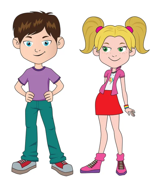 Boy and girl Standing — Stock Vector