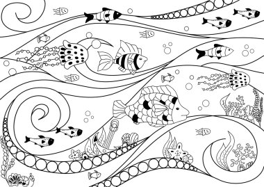 Sualtı canlıları boyama sayfası