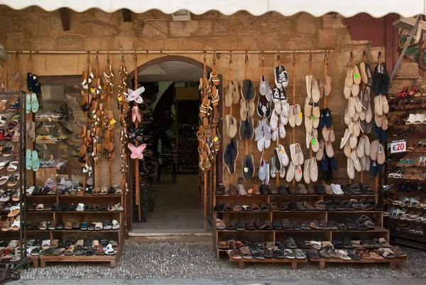 Lojas de sapatos em Rhodes — Fotografia de Stock