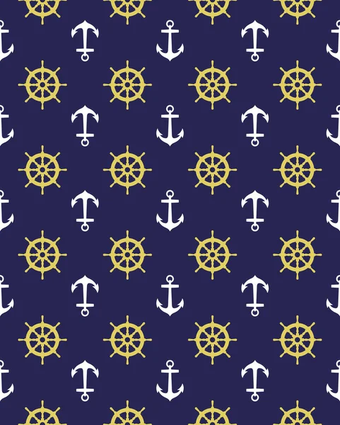 Naadloos Nautisch Patroon Met Ankers Stuurwielen Design Element Voor Wallpapers — Stockvector