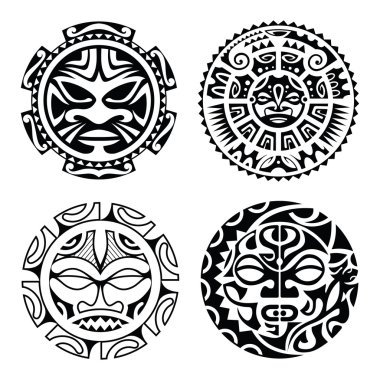Set of polynesian tattoo clipart