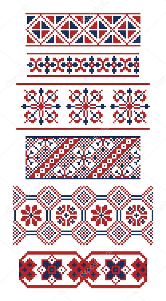 Different borders of Russian ornaments