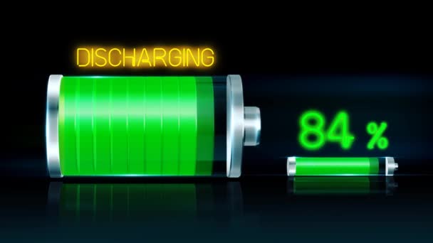 Batteriladdning Och Urladdning Display — Stockvideo