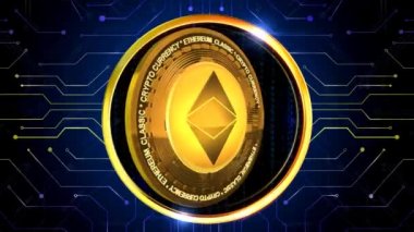 ETHEREUM _ CLASSIC 3D şifreleme arkaplanı herhangi bir haber veya bilgi sunumu için mükemmeldir. Arka planda şık ve temiz bir düzen var. 
