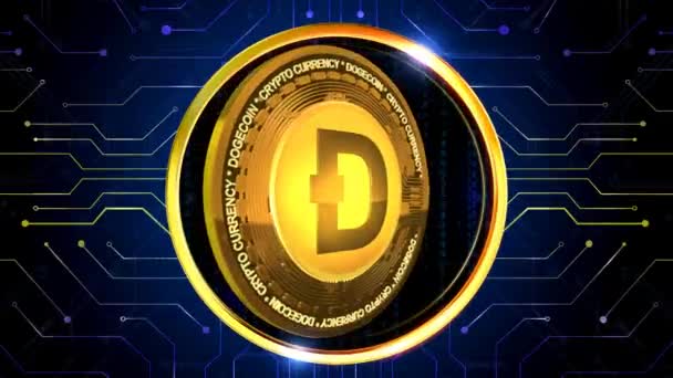 Dogecoin Cryptocurrency Рендеринг Фон Идеально Подходит Любого Типа Новостей Презентации — стоковое видео