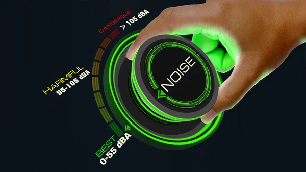 Noise Control Concept Con Pulsante Manopola Cambiando Valore Meglio Pericoloso — Foto Stock