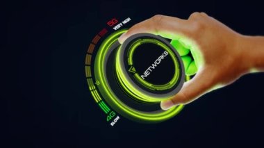 Düğme düğmeli 5g teknoloji konsepti hız 4G 'yi 5G' ye değiştirip tersine çeviriyor