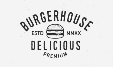 Vintage retro amblem, vektör illüstrasyonu