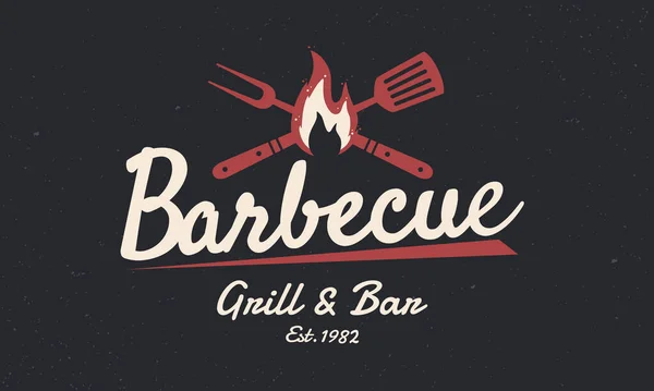 Logotipo Vintage Para Barbacoa Ilustración Vectorial — Archivo Imágenes Vectoriales