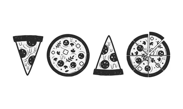 Farklı peynirli pizza, vektör çizimi