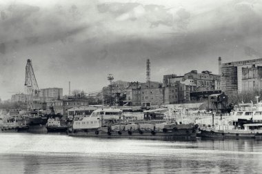 Kargo liman, Rostov-on-Don, Rusya Federasyonu. Retro fotoğraf
