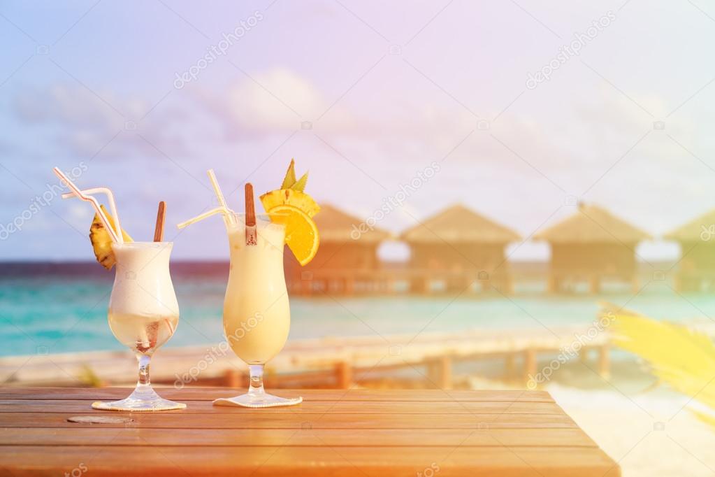 Two cocktails on luxury beach resort