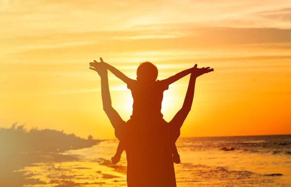 Father and son having fun at sunset — Stock Photo, Image