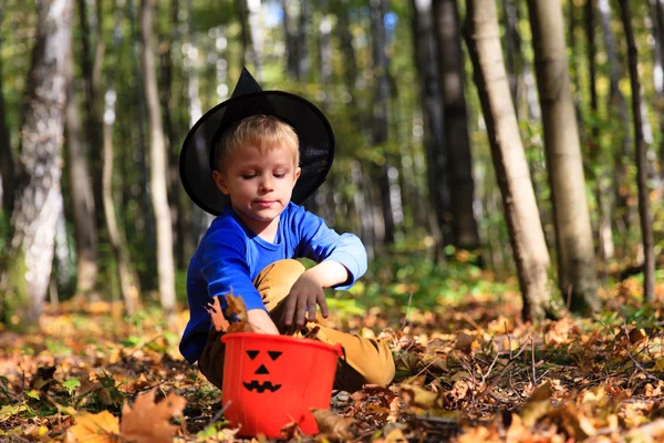 Küçük çocuk sonbahar halloween kılık — Stok fotoğraf