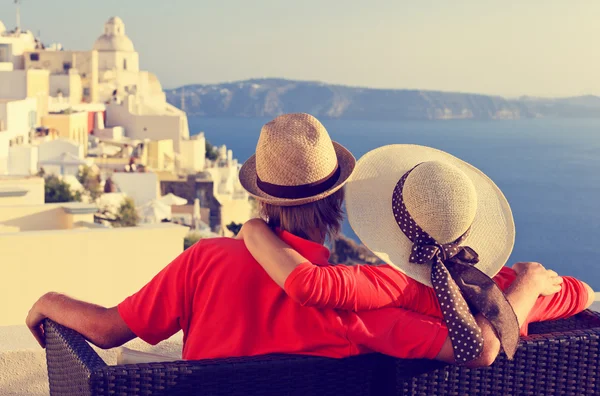 Šťastný mladý pár na dovolené v Řecku Stock Snímky