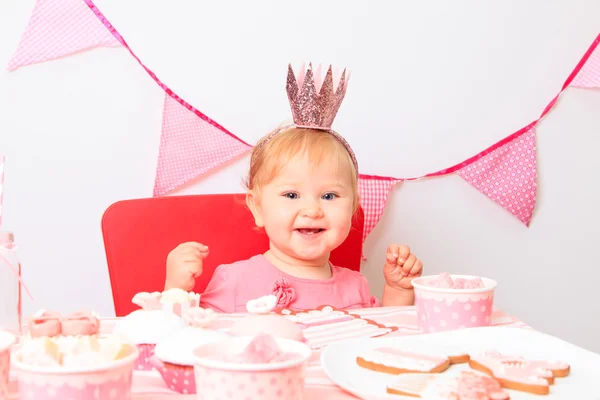 happy little princess at girls party