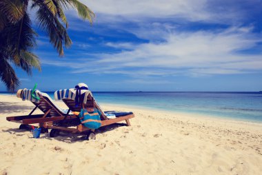 Tropikal plaj tatil iki sandalye