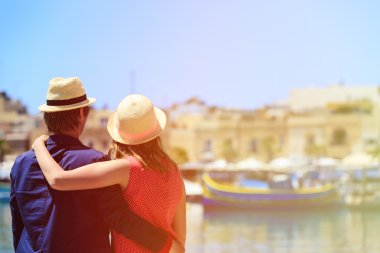 mutlu turist çift Malta, Europe
