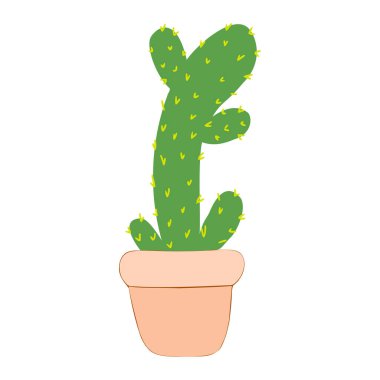 PrintVector kaktüsü. Egzotik bitkiler. Beyazda izole edilmiş dekoratif doğal elementler.