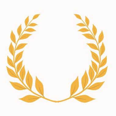 Laurel çelengi. Altın rengi Laurel çelenginin vektör izole görüntüsü.