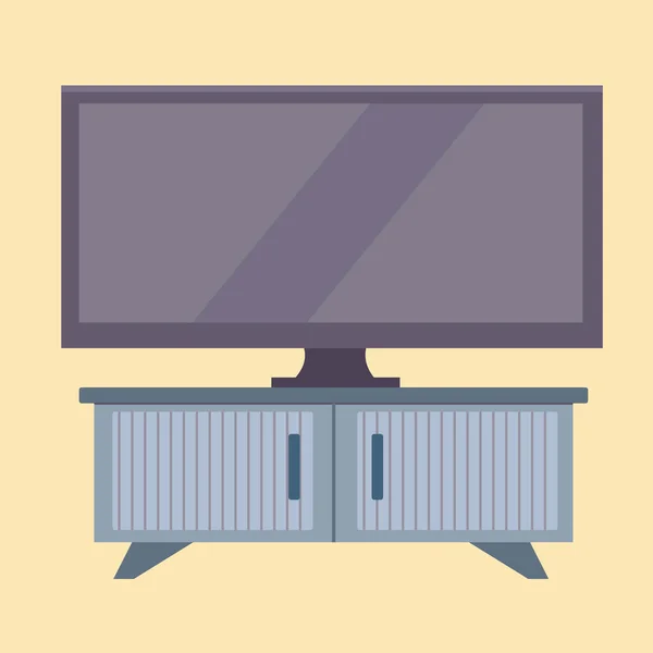 Vektör düz ikon TV standı, televizyon, başucu şifonyeri, monitör, logo. — Stok Vektör