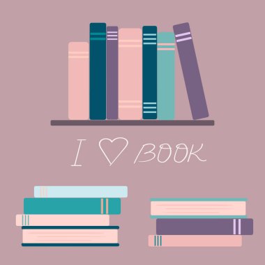 Kitap yığını düz tasarım vektör çizimi. Okuma, eğitim ve bilgi. edebiyat.