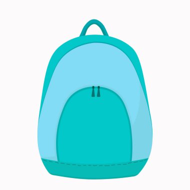 Seyahat ve yürüyüş için modern mavi sırt çantası. Şehir sırt çantası. Vektör düz tasarımı.