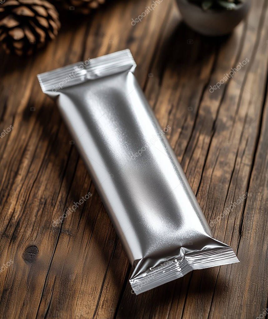 Empty Aluminum Snack Bag with Crisps and Almonds. Perfect for Packaging Design and Food Advertising. High quality photo