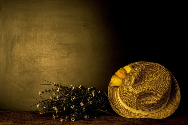 Chica sombrero de paja tarjeta de verano — Foto de Stock