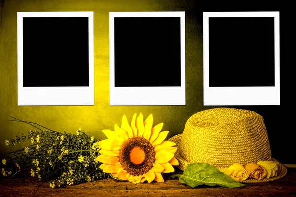 Three instant photo frames summertime concept — Stock Photo, Image