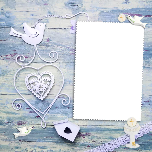 Prima comunione verticale photo frame card — Foto Stock